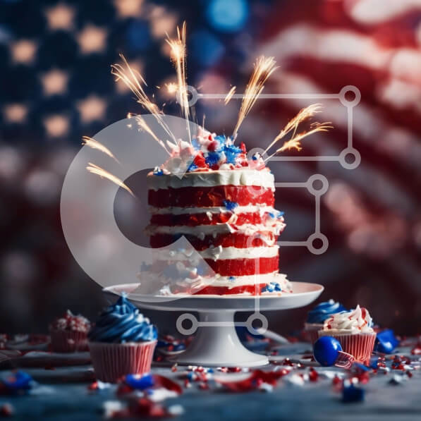 Intra Συλλεκτικό Ξύλινο Παζλ Plywood  4mm - Τούρτα με πατριωτικό θέμα με πυροτεχνήματα και cupcakes Σε Ξύλινο Κουτί - Διαστάσεις: 10x10 cm – 25 κομμάτια