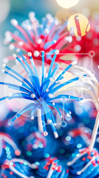 Intra Συλλεκτικό Ξύλινο Παζλ Plywood  4mm - Cupcakes 4ης Ιουλίου με πυροτεχνήματα Σε Ξύλινο Κουτί - Διαστάσεις: 10x10 cm – 25 κομμάτια