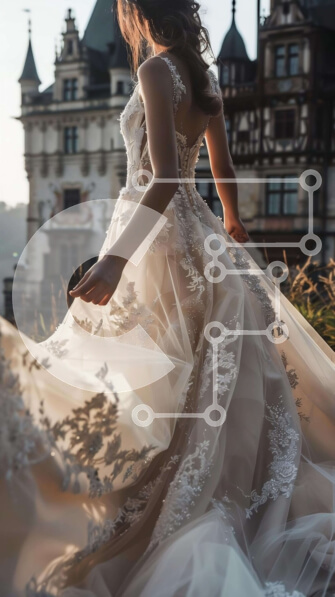 Intra Συλλεκτικό Ξύλινο Παζλ Plywood  4mm - Όμορφη γυναίκα με νυφικό στο Κάστρο Σε Ξύλινο Κουτί - Διαστάσεις Puzzle: 10x10 cm – 25 κομμάτια