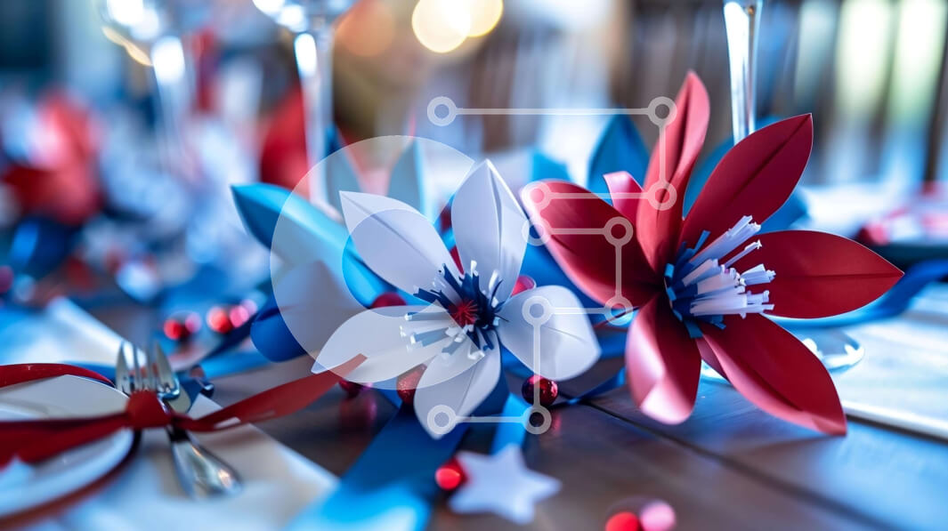 Intra Συλλεκτικό Ξύλινο Παζλ Plywood  4mm - Πατριωτικό Τραπέζι 4ης Ιουλίου Σε Ξύλινο Κουτί - Διαστάσεις: 10x10 cm – 25 κομμάτια