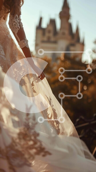 Intra Συλλεκτικό Ξύλινο Παζλ Plywood  4mm - Κομψή νύφη που περπατά με νυφικό από την Castle Σε Ξύλινο Κουτί - Διαστάσεις Puzzle: 10x10 cm – 25 κομμάτια