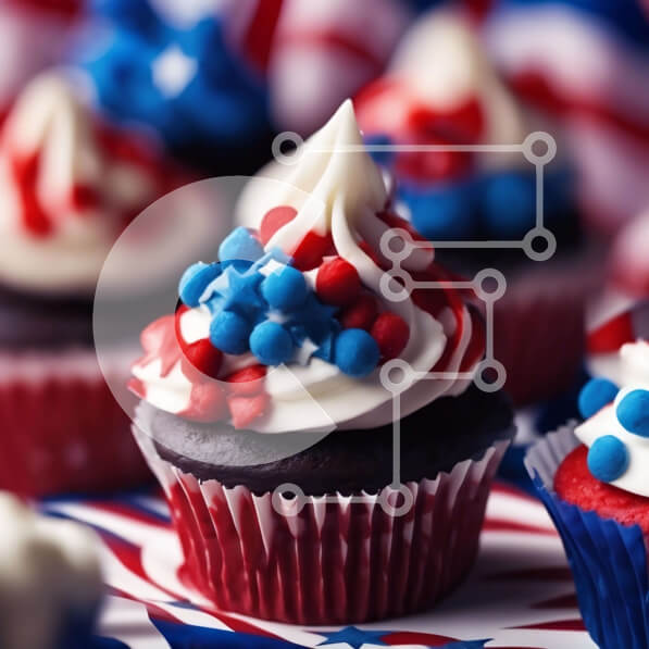 Σετ των 2 Intra Συλλεκτικό Ξύλινο Παζλ Plywood  4mm - Εορταστικά Cupcakes για τον εορτασμό της 4ης Ιουλίου Σε Ξύλινο Κουτί - Διαστάσεις: 10x10 cm – 25 κομμάτια