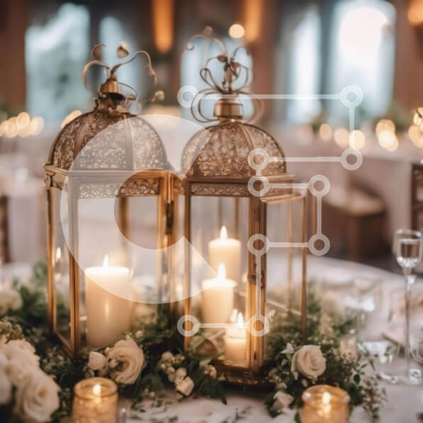 Intra Συλλεκτικό Ξύλινο Παζλ Plywood  4mm - Χρυσό Φανάρι Δεξίωσης Γάμου Κεντρικό Σε Ξύλινο Κουτί - Διαστάσεις Puzzle: 10x10 cm – 25 κομμάτια