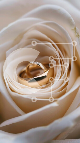 Intra Συλλεκτικό Ξύλινο Παζλ Plywood  4mm - Χρυσές Βέρες σε λευκό τριαντάφυλλο Σε Ξύλινο Κουτί - Διαστάσεις Puzzle: 10x10 cm – 25 κομμάτια