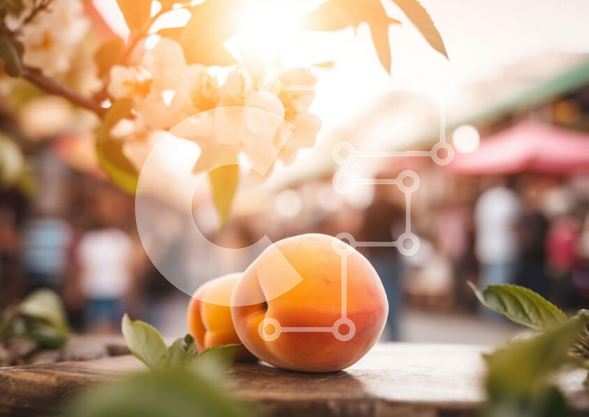 Intra Συλλεκτικό Ξύλινο Παζλ Plywood  4mm - Ώριμα ροδάκινα σε ξύλινο τραπέζι Σε Ξύλινο Κουτί - Διαστάσεις: 10x10 cm – 25 κομμάτια