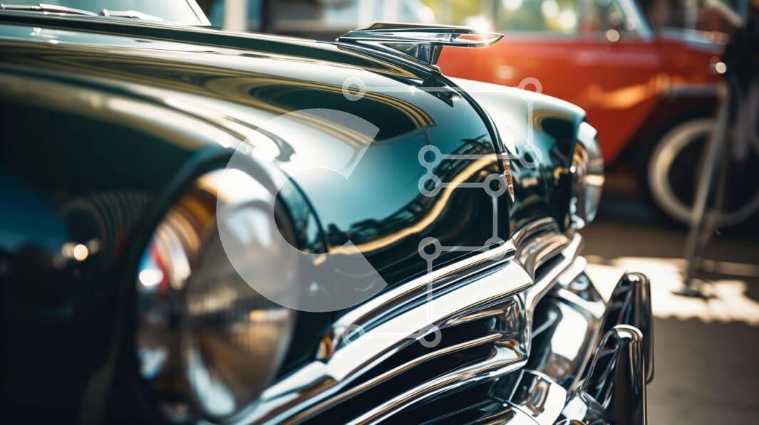 Intra Συλλεκτικό Ξύλινο Παζλ Plywood  4mm - Κλασικά αυτοκίνητα σε χώρο στάθμευσης Σε Ξύλινο Κουτί - Διαστάσεις Puzzle: 10x10 cm – 25 κομμάτια