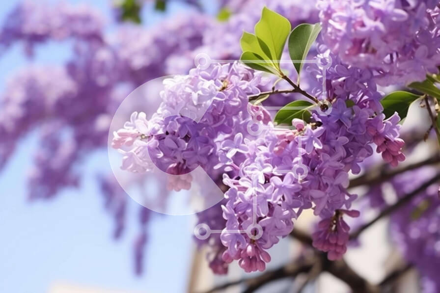 Intra Συλλεκτικό Ξύλινο Παζλ Plywood  4mm - Μωβ δέντρο Wisteria με ανθισμένα λουλούδια Σε Ξύλινο Κουτί - Διαστάσεις: 10x10 cm – 25 κομμάτια