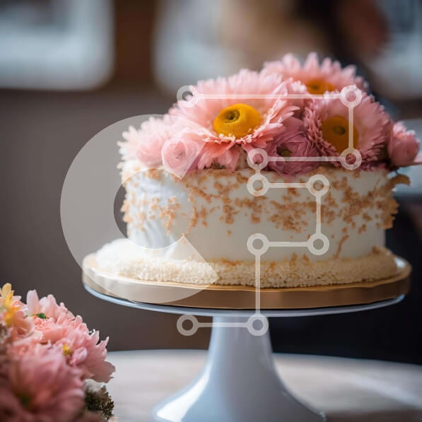 Σετ των 2 Intra Συλλεκτικό Ξύλινο Παζλ Plywood  4mm - Λευκό κέικ με ροζ λουλούδια Σε Ξύλινο Κουτί - Διαστάσεις: 10x10 cm – 25 κομμάτια