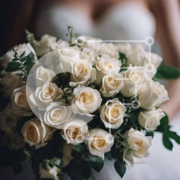 Σετ των 2 Intra Συλλεκτικό Ξύλινο Παζλ Plywood  4mm - Κοντινό πλάνο της ανθοδέσμης της νύφης Σε Ξύλινο Κουτί - Διαστάσεις: 10x10 cm – 25 κομμάτια