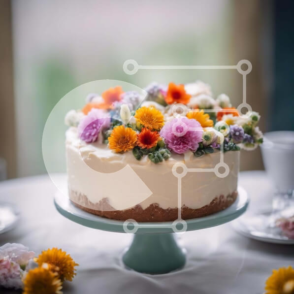 Σετ των 2 Intra Συλλεκτικό Ξύλινο Παζλ Plywood  4mm - Πολύχρωμο κέικ λουλουδιών σε κομψό περίπτερο Σε Ξύλινο Κουτί - Διαστάσεις: 10x10 cm – 25 κομμάτια