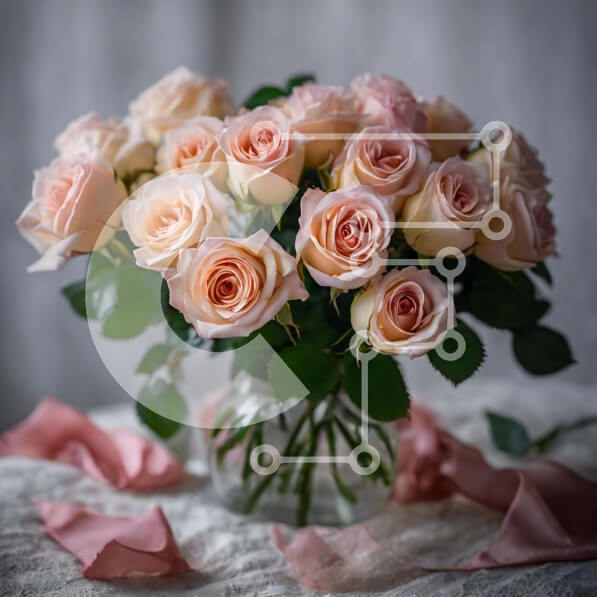 Σετ των 2 Intra Συλλεκτικό Ξύλινο Παζλ Plywood  4mm - Ροζ τριαντάφυλλα σε γυάλινο βάζο Σε Ξύλινο Κουτί - Διαστάσεις: 10x10 cm – 25 κομμάτια