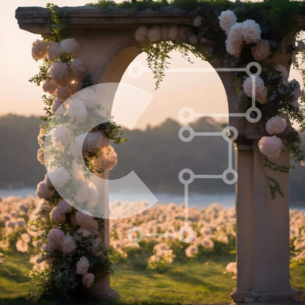 Intra Συλλεκτικό Ξύλινο Παζλ Plywood  4mm - Floral Arch σε ένα χορταριασμένο χωράφι Σε Ξύλινο Κουτί - Διαστάσεις: 10x10 cm – 25 κομμάτια