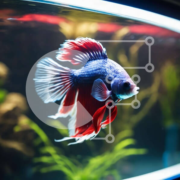 Intra Συλλεκτικό Ξύλινο Παζλ Plywood  4mm - Ζωντανά σιαμαία μαχητικά ψάρια στο ενυδρείο Σε Ξύλινο Κουτί - Διαστάσεις: 10x10 cm – 25 κομμάτια