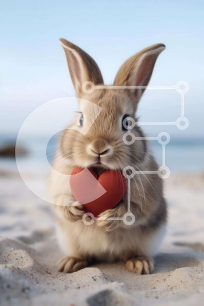 Σετ των 2 Intra Συλλεκτικό Ξύλινο Παζλ Plywood  4mm - Κουνέλι λαγουδάκι που κρατά μια καρδιά Σε Ξύλινο Κουτί - Διαστάσεις: 10x10 cm – 25 κομμάτια