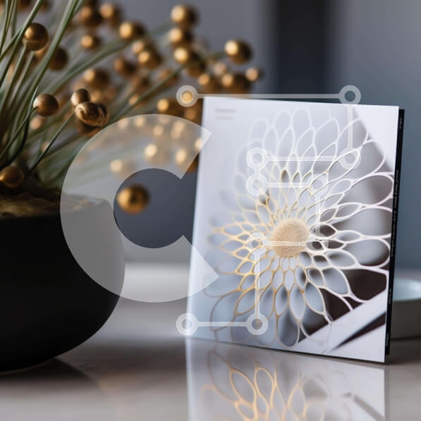 Intra Συλλεκτικό Ξύλινο Παζλ Plywood  4mm - Βιβλίο σε χρυσό χρώμα με σχέδιο λουλουδιών και φυτά σε γλάστρες Σε Ξύλινο Κουτί - Διαστάσεις: 10x10 cm – 25 κομμάτια