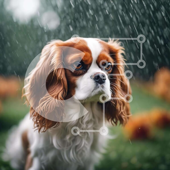 Intra Συλλεκτικό Ξύλινο Παζλ Plywood  4mm - Μικρό καφέ και λευκό σκυλί στη βροχή Σε Ξύλινο Κουτί - Διαστάσεις: 10x10 cm – 25 κομμάτια