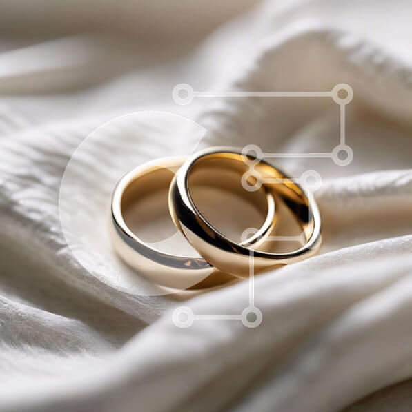 Σετ των 2 Intra Συλλεκτικό Ξύλινο Παζλ Plywood  4mm - Χρυσές Βέρες σε λευκό ύφασμα Σε Ξύλινο Κουτί - Διαστάσεις: 10x10 cm – 25 κομμάτια