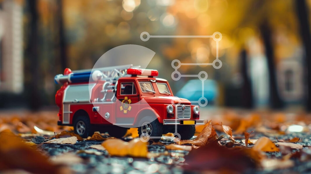 Intra Συλλεκτικό Ξύλινο Παζλ Plywood  4mm - Εκπαιδευτική εικόνα κόκκινο παιχνίδι πυροσβεστικό όχημα Σε Ξύλινο Κουτί - Διαστάσεις: 10x10 cm – 25 κομμάτια