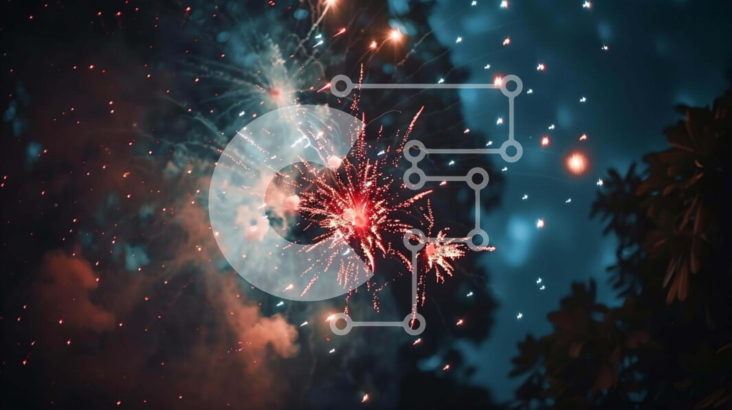 Intra Συλλεκτικό Ξύλινο Παζλ Plywood  4mm - Πολύχρωμη επίδειξη πυροτεχνημάτων στον νυχτερινό ουρανό Σε Ξύλινο Κουτί - Διαστάσεις Puzzle: 10x10 cm – 25 κομμάτια