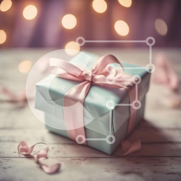 Intra Συλλεκτικό Ξύλινο Παζλ Plywood  4mm - Μπλε και ροζ κουτί δώρου σε ξύλινο τραπέζι Σε Ξύλινο Κουτί - Διαστάσεις: 10x10 cm – 25 κομμάτια