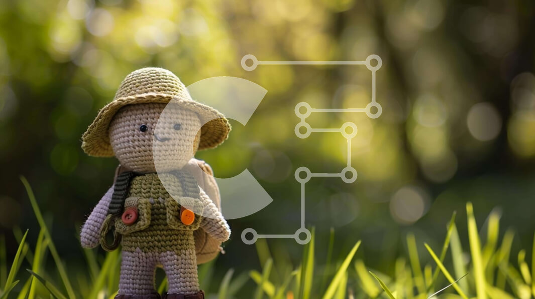 Intra Συλλεκτικό Ξύλινο Παζλ Plywood  4mm - Κροσέ κούκλα παιχνιδιών σε γρασίδι κοντά σε δέντρα Σε Ξύλινο Κουτί - Διαστάσεις: 10x10 cm – 25 κομμάτια