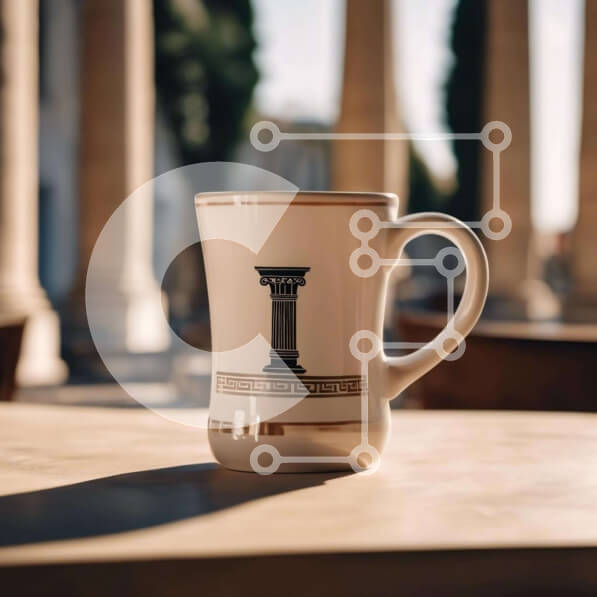 Σετ των 2 Intra Συλλεκτικό Ξύλινο Παζλ Plywood  4mm - Λευκή κούπα καφέ σε τραπέζι εξωτερικού χώρου Σε Ξύλινο Κουτί - Διαστάσεις: 10x10 cm – 25 κομμάτια