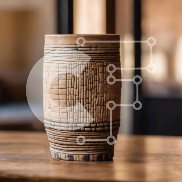 Intra Συλλεκτικό Ξύλινο Παζλ Plywood  4mm - Κεραμικό κύπελλο σε ξύλινο τραπέζι Σε Ξύλινο Κουτί - Διαστάσεις: 10x10 cm – 25 κομμάτια