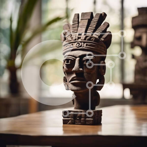 Intra Συλλεκτικό Ξύλινο Παζλ Plywood  4mm - Ξύλινο άγαλμα του κεφαλιού των ιθαγενών Σε Ξύλινο Κουτί - Διαστάσεις Puzzle: 10x10 cm – 25 κομμάτια