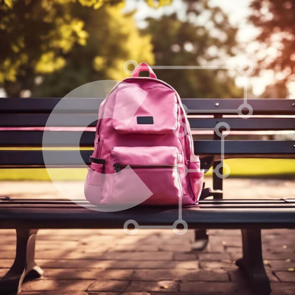 Intra Συλλεκτικό Ξύλινο Παζλ Plywood  4mm - Ροζ σακίδιο σε υπαίθριο πάγκο πάρκου Σε Ξύλινο Κουτί - Διαστάσεις Puzzle: 10x10 cm – 25 κομμάτια