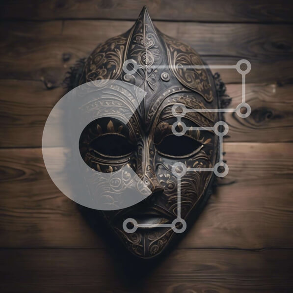 Intra Συλλεκτικό Ξύλινο Παζλ Plywood  4mm - Περίπλοκη περίτεχνη μάσκα σε ξύλινο τοίχο Σε Ξύλινο Κουτί - Διαστάσεις Puzzle: 10x10 cm – 25 κομμάτια