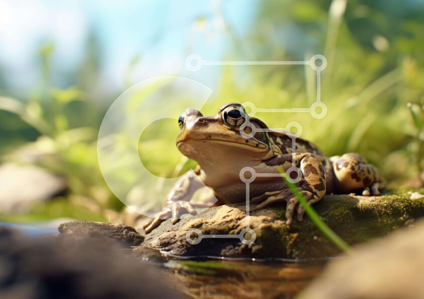 Intra Συλλεκτικό Ξύλινο Παζλ Plywood  4mm - Περίεργος βάτραχος στους βράχους Σε Ξύλινο Κουτί - Διαστάσεις: 10x10 cm – 25 κομμάτια