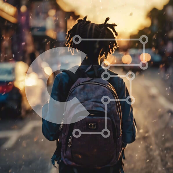 Intra Συλλεκτικό Ξύλινο Παζλ Plywood  4mm - Άτομο με Dreadlocks που περπατά στο ηλιοβασίλεμα Σε Ξύλινο Κουτί - Διαστάσεις Puzzle: 10x10 cm – 25 κομμάτια