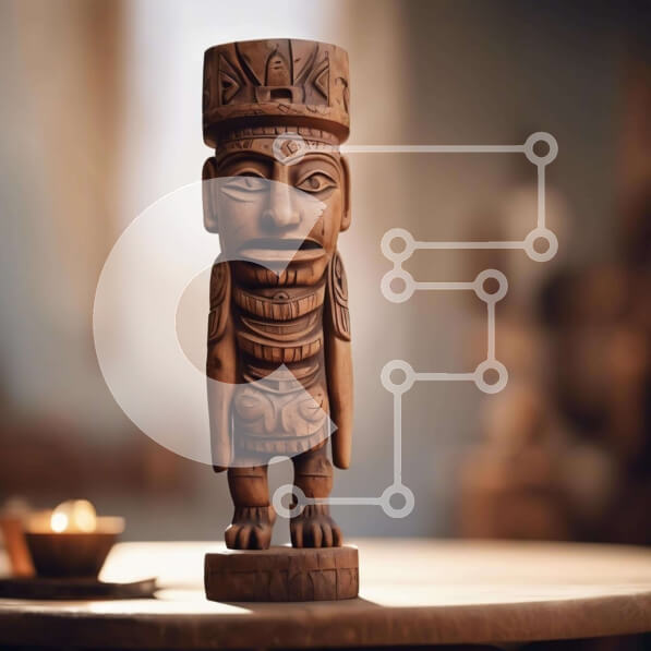 Intra Συλλεκτικό Ξύλινο Παζλ Plywood  4mm - Ξύλινο άγαλμα τοτέμ και κηροπήγια Σε Ξύλινο Κουτί - Διαστάσεις: 10x10 cm – 25 κομμάτια