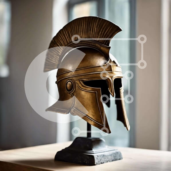 Intra Συλλεκτικό Ξύλινο Παζλ Plywood  4mm - Αντίκες σπαρτιατικό κράνος στην οθόνη Σε Ξύλινο Κουτί - Διαστάσεις Puzzle: 10x10 cm – 25 κομμάτια