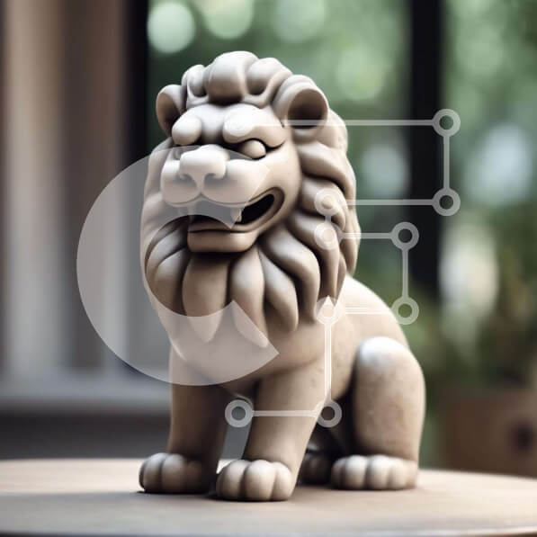 Intra Συλλεκτικό Ξύλινο Παζλ Plywood  4mm - Άγαλμα λευκού λιονταριού σε ξύλινο τραπέζι Σε Ξύλινο Κουτί - Διαστάσεις: 10x10 cm – 25 κομμάτια