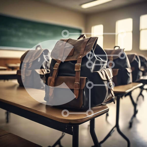 Intra Συλλεκτικό Ξύλινο Παζλ Plywood  4mm - Τάξη με σακίδια και μαυροπίνακες Σε Ξύλινο Κουτί - Διαστάσεις Puzzle: 10x10 cm – 25 κομμάτια