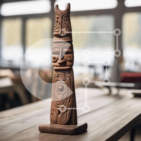 Intra Συλλεκτικό Ξύλινο Παζλ Plywood  4mm - Καλλιτεχνικό ξύλινο κοντάρι τοτέμ στο τραπέζι Σε Ξύλινο Κουτί - Διαστάσεις Puzzle: 10x10 cm – 25 κομμάτια