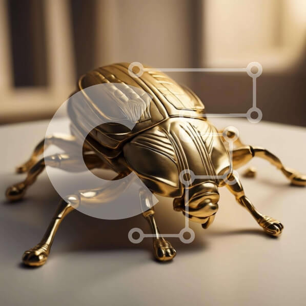 Intra Συλλεκτικό Ξύλινο Παζλ Plywood  4mm - Χρυσό γλυπτό σκαθαριού στο τραπέζι Σε Ξύλινο Κουτί - Διαστάσεις: 10x10 cm – 25 κομμάτια