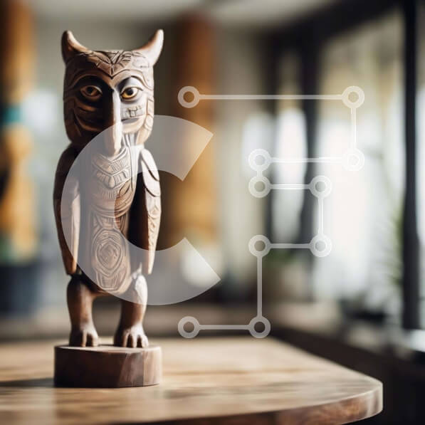 Intra Συλλεκτικό Ξύλινο Παζλ Plywood  4mm - Ξύλινο άγαλμα κουκουβάγιας στο τραπέζι Σε Ξύλινο Κουτί - Διαστάσεις: 10x10 cm – 25 κομμάτια