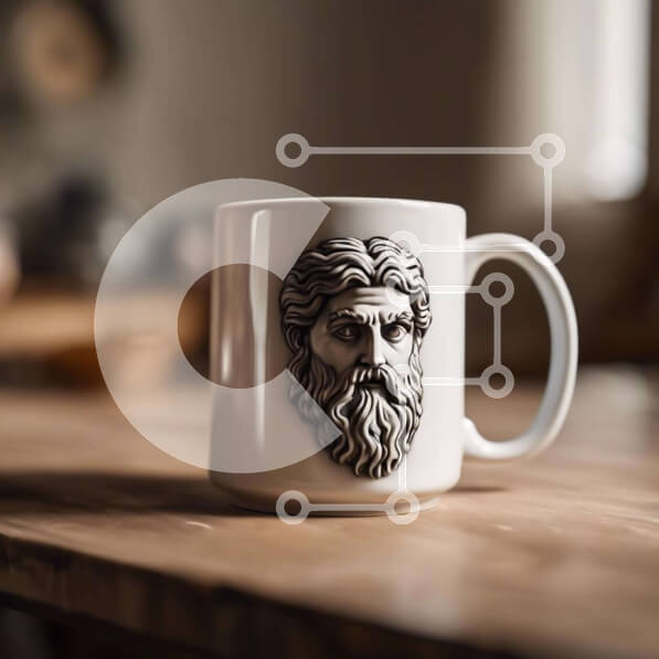 Intra Συλλεκτικό Ξύλινο Παζλ Plywood  4mm - Πολύπλοκα σκαλισμένη λευκή κούπα καφέ Σε Ξύλινο Κουτί - Διαστάσεις: 10x10 cm – 25 κομμάτια