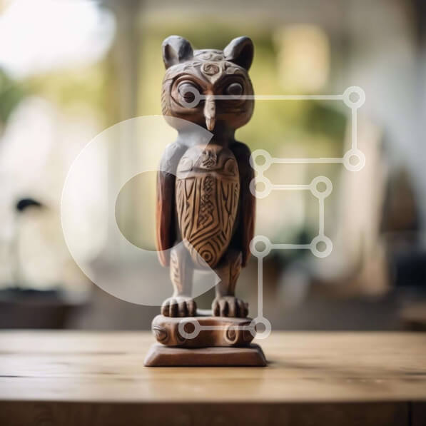 Intra Συλλεκτικό Ξύλινο Παζλ Plywood  4mm - Ξύλινο άγαλμα κουκουβάγιας και φυτά σε γλάστρες Σε Ξύλινο Κουτί - Διαστάσεις: 10x10 cm – 25 κομμάτια