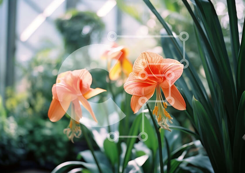 Intra Συλλεκτικό Ξύλινο Παζλ Plywood  4mm - Ζωντανά πορτοκαλί λουλούδια σε ένα θερμοκήπιο Σε Ξύλινο Κουτί - Διαστάσεις: 10x10 cm – 25 κομμάτια