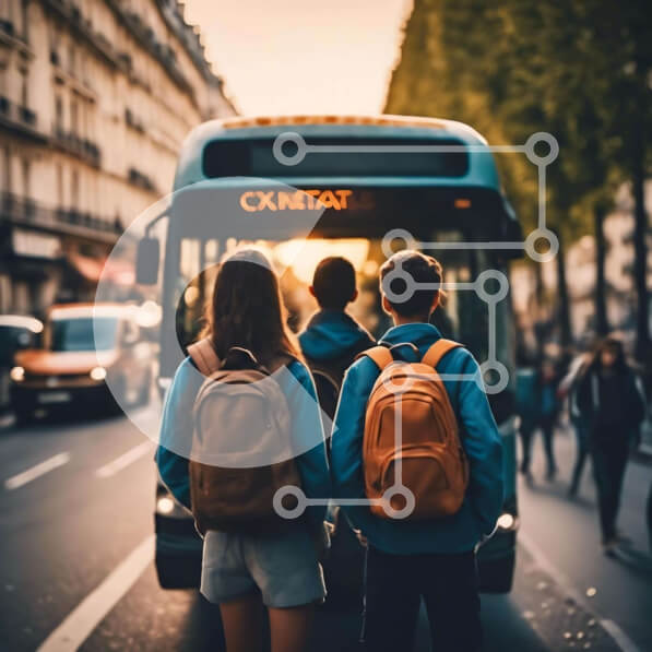 Intra Συλλεκτικό Ξύλινο Παζλ Plywood  4mm - Ομάδα νέων που περιμένουν το λεωφορείο Σε Ξύλινο Κουτί - Διαστάσεις Puzzle: 10x10 cm – 25 κομμάτια