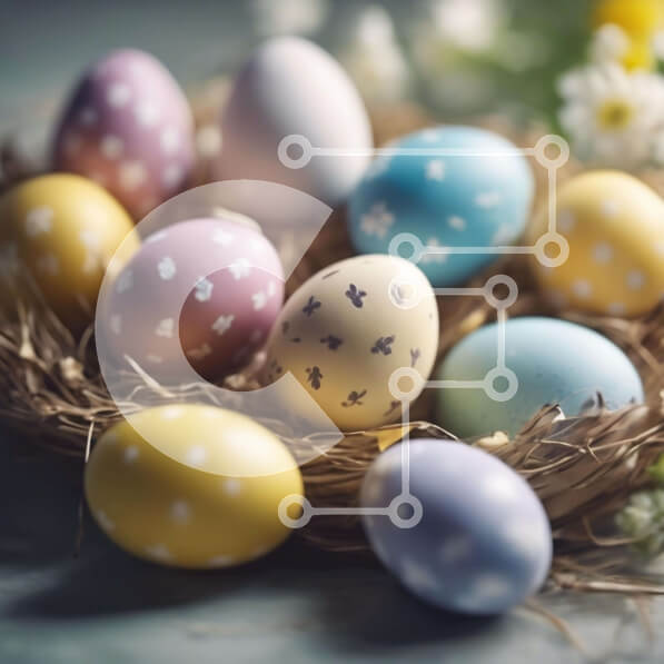 Intra Συλλεκτικό Ξύλινο Παζλ Plywood  4mm - Πολύχρωμα Πασχαλινά αυγά σε μια φωλιά Σε Ξύλινο Κουτί - Διαστάσεις: 10x10 cm – 25 κομμάτια