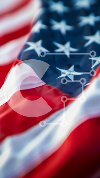 Intra Συλλεκτικό Ξύλινο Παζλ Plywood  4mm - Κοντινό πλάνο αμερικανικής σημαίας Σε Ξύλινο Κουτί - Διαστάσεις Puzzle: 10x10 cm – 25 κομμάτια