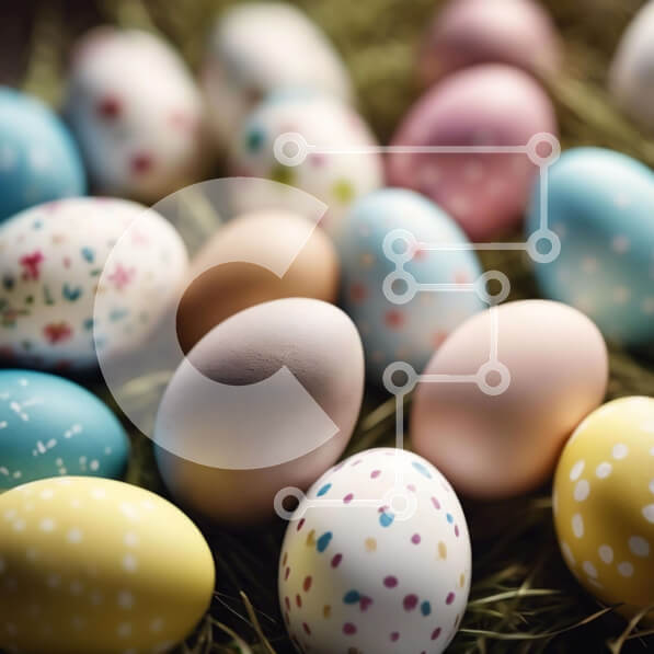 Intra Συλλεκτικό Ξύλινο Παζλ Plywood  4mm - Ζωηρόχρωμα Πασχαλινά αυγά στο σανό Σε Ξύλινο Κουτί - Διαστάσεις Puzzle: 10x10 cm – 25 κομμάτια