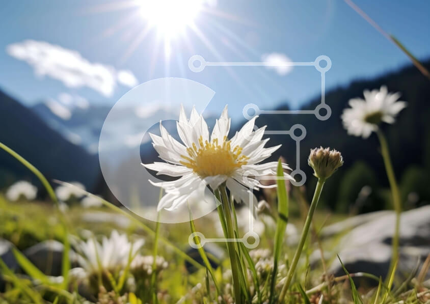 Intra Συλλεκτικό Ξύλινο Παζλ Plywood  4mm - Λευκό λουλούδι μαργαρίτας στο λιβάδι Σε Ξύλινο Κουτί - Διαστάσεις: 10x10 cm – 25 κομμάτια