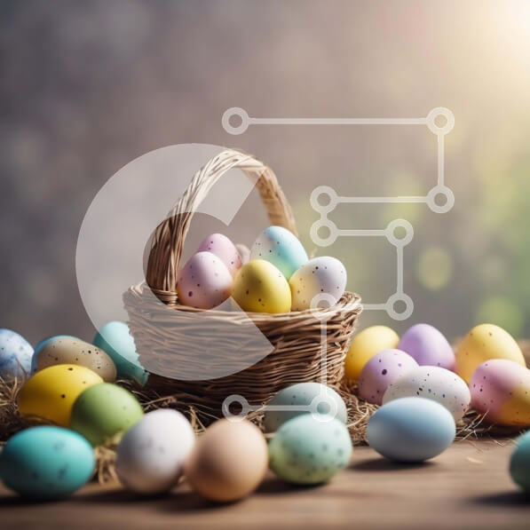 Intra Συλλεκτικό Ξύλινο Παζλ Plywood  4mm - Πολύχρωμο Πασχαλινό καλάθι με διακοσμητικά Σε Ξύλινο Κουτί - Διαστάσεις: 10x10 cm – 25 κομμάτια