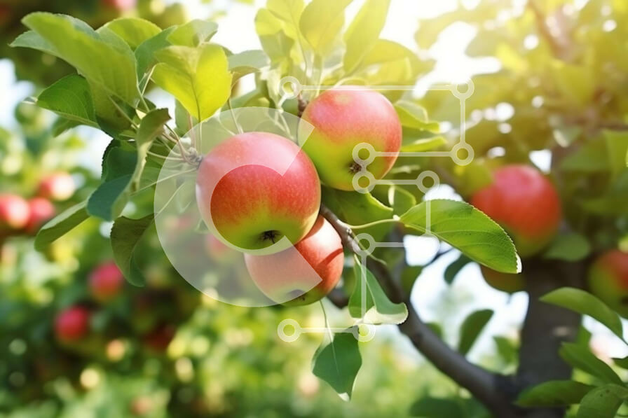 Intra Συλλεκτικό Ξύλινο Παζλ Plywood  4mm - Φρέσκα κόκκινα μήλα σε έναν οπωρώνα Σε Ξύλινο Κουτί - Διαστάσεις: 10x10 cm – 25 κομμάτια