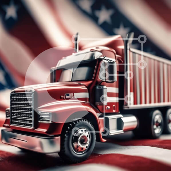 Intra Συλλεκτικό Ξύλινο Παζλ Plywood  4mm - Πατριωτικό φορτηγό παιχνιδιών με αμερικανική σημαία Σε Ξύλινο Κουτί - Διαστάσεις Puzzle: 10x10 cm – 25 κομμάτια